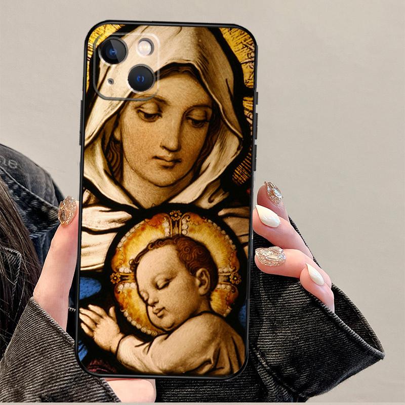 

Mother Virgin Mary Phone Case For iPhone 17 Pro Max 14 13 12 11 15 16 Pro Max mini 15 Plus 16e 17 Air Cover iPhone 12 mini