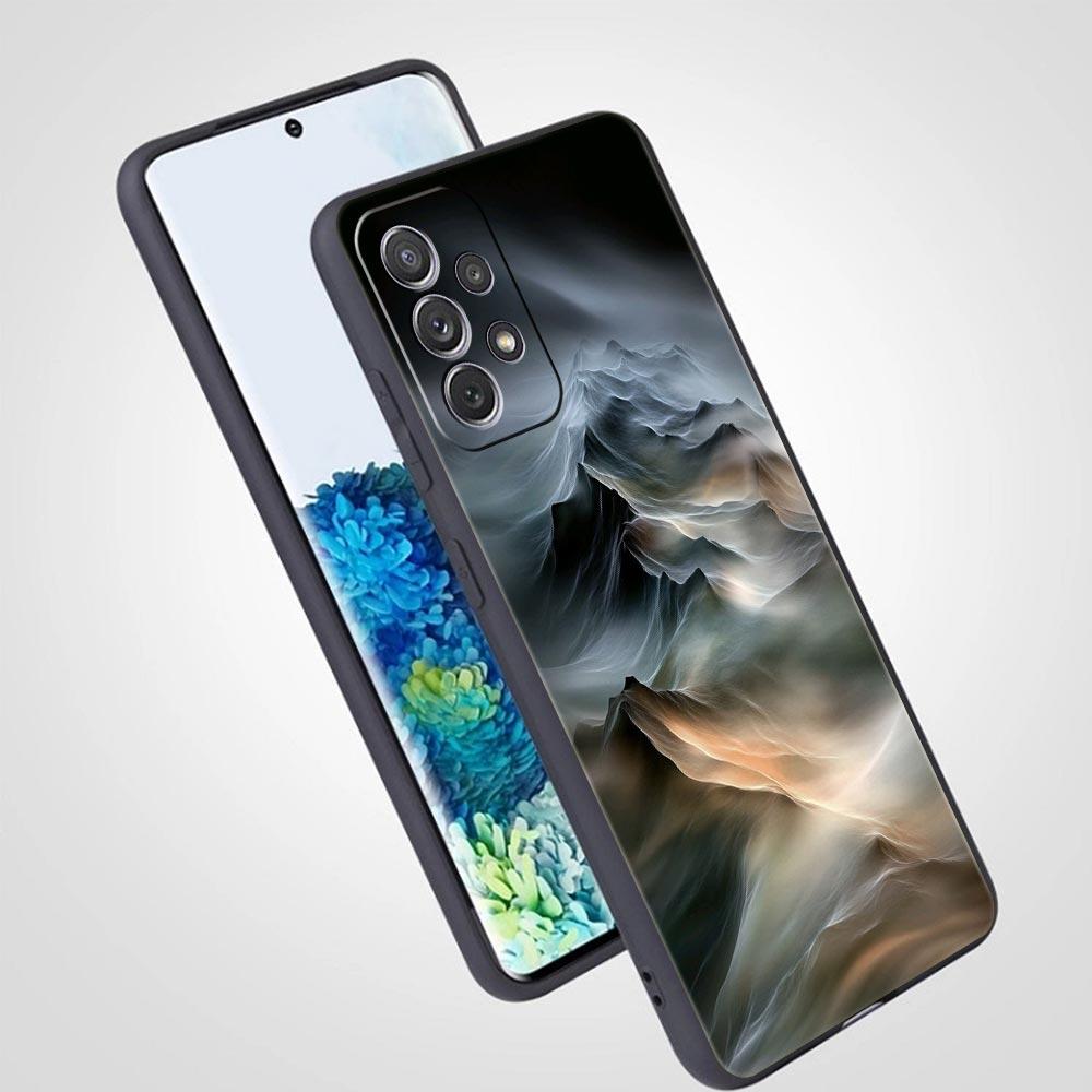 Black Mountain Peak Phone Case for Samsung Galaxy A55 A35 A17 A07 A15 A13 A25 A51 A71 A72 A73 A32 A52 A52S A41 5G Soft TPU Shell