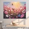 2D Spring Flower Butterfly Backdrop, Dreamy Garden Photography Background