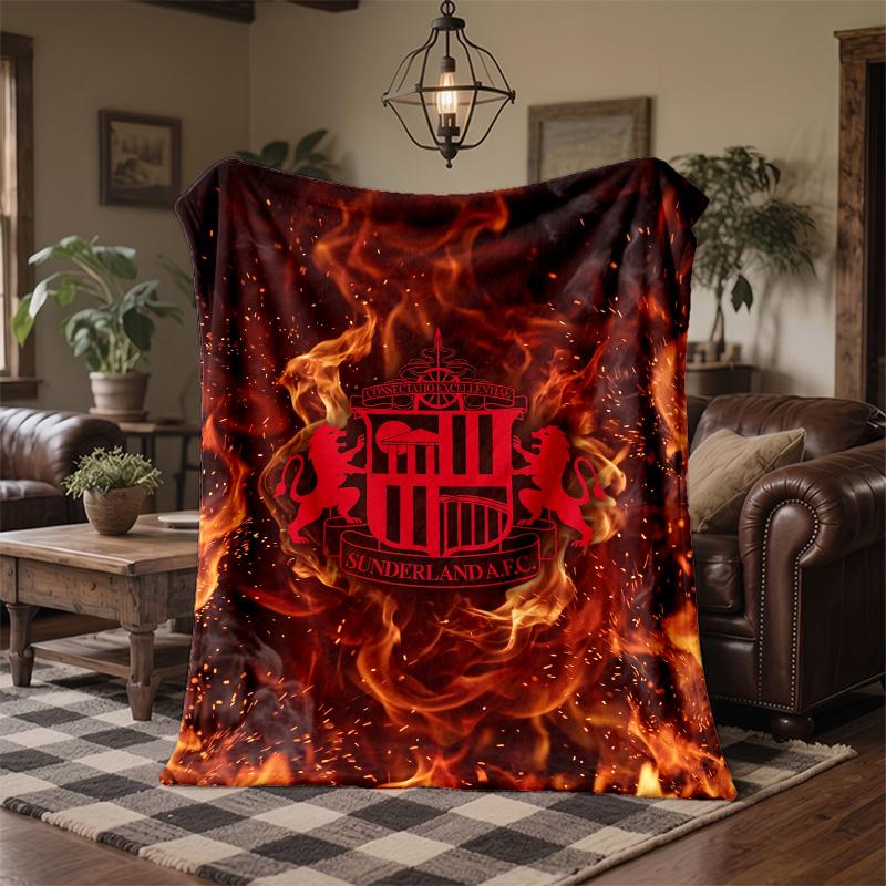 Sunderland Football Print Flannel Blanket Soft Warm Sofa Bed Throw Blanket For Home Office Bedroom