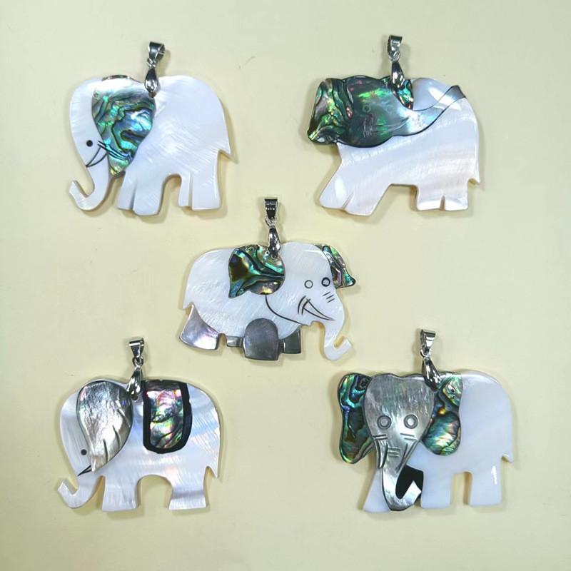 Handcrafted Cartoon Elephant Shell Pendant Jewelry For Kids And Teens