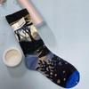 Bonne Maison: Retro-Ölgemälde-Socken für Damen, mittelhoch, luxuriös, französisch, bis zur Wade