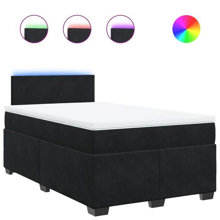 VidaXL Sommier à lattes de lit avec matelas Noir 120x200 cm Velours, lit, lit à plate-forme, lit à panneaux, meuble de 3288578