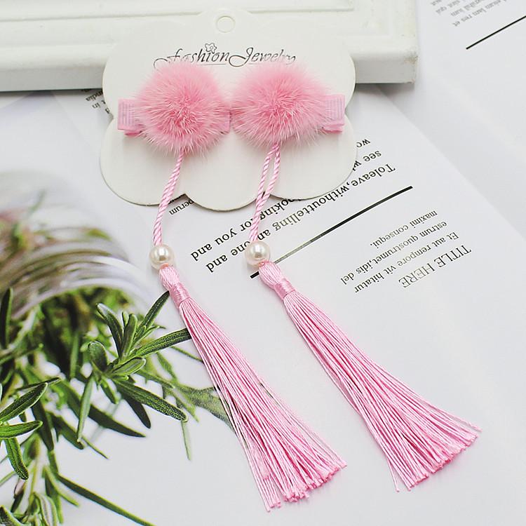 

2 шт. Новые милые китайские заколки для волос с кисточками-помпонами, детские сладкие головные уборы, заколки для волос для девочек, заколки-автоматы, шпильки для волос, аксессуары для волос