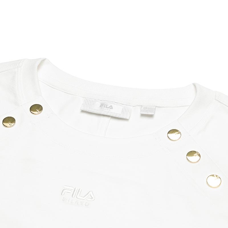 FILA Lifestyle Loose Fit Simple Casual Trendy Short Sleeve T-Shirt Women tops Cloud-White F11W525112F-WT