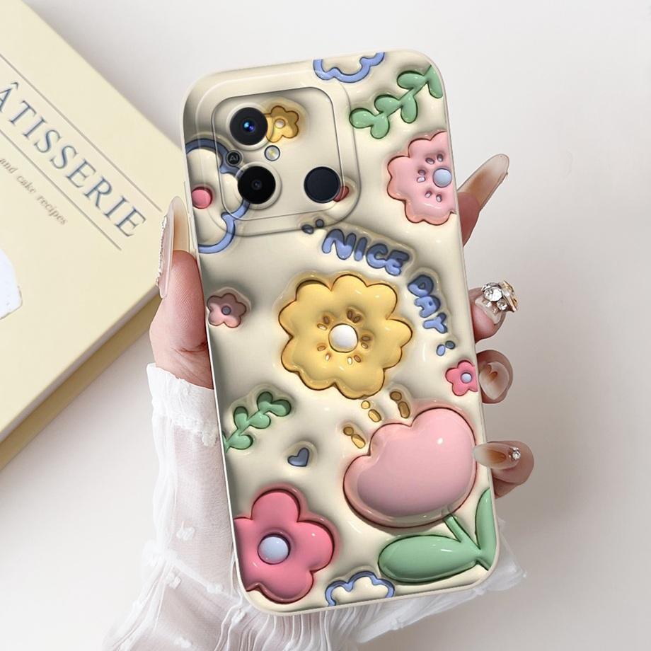 For Xiaomi Redmi 12C 11A 4G Phone Case Redmi 12 4G Poco C55 Back Cover Soft Liquid Silicone Pnada Rabbit Flower Cute Fundas