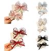 Girl Hairpin Hand-Sewn Embroidery Lace Ribbon Bowknot Decor Hair Clip Sweet Style Kids