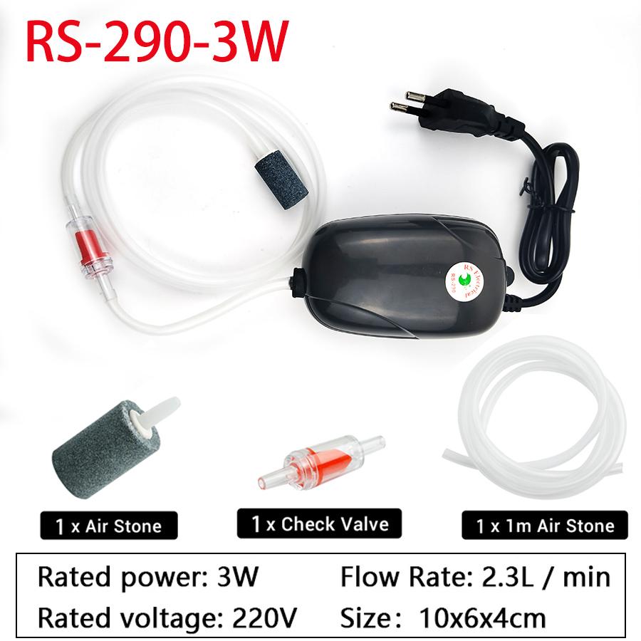 1Set Aquarium Air Pump Fish Tank Mini Compressor Single Double Outlet with Check Valve Tube Aquatic Accessories 220V 3W 5W