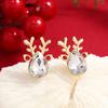 New Trendy Rhinestone Imitation Pearl Snowflake Bell Elk Christmas Hat Stud Earrings For Women Christmas Jewelry Accessories