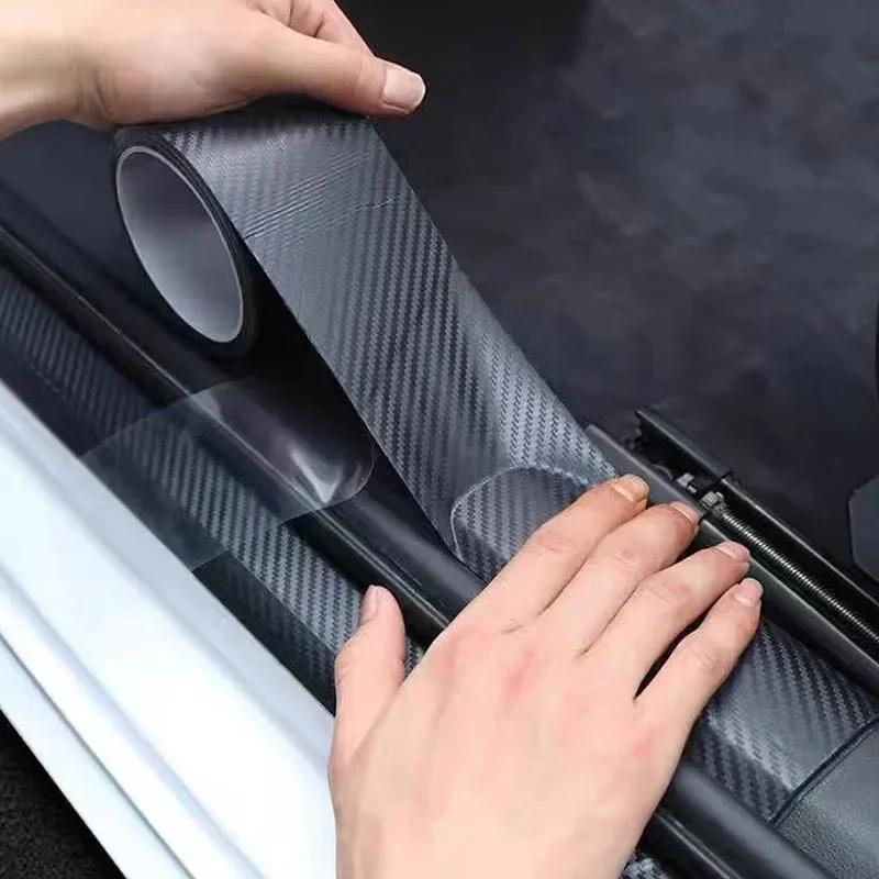 Nano Carbon Fiber Car Sticker Paste Protector Strip DIY Automotive Protective Film Auto Door Sill Side Mirror Anti Scratch Tape