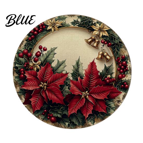 Tapis décoratif d'isolation thermique Rond Set de table de Noël 14 pouces Motif festif Antidérapant Protecteur de table Couvercle de table anti-brûlure Endroit pour manger