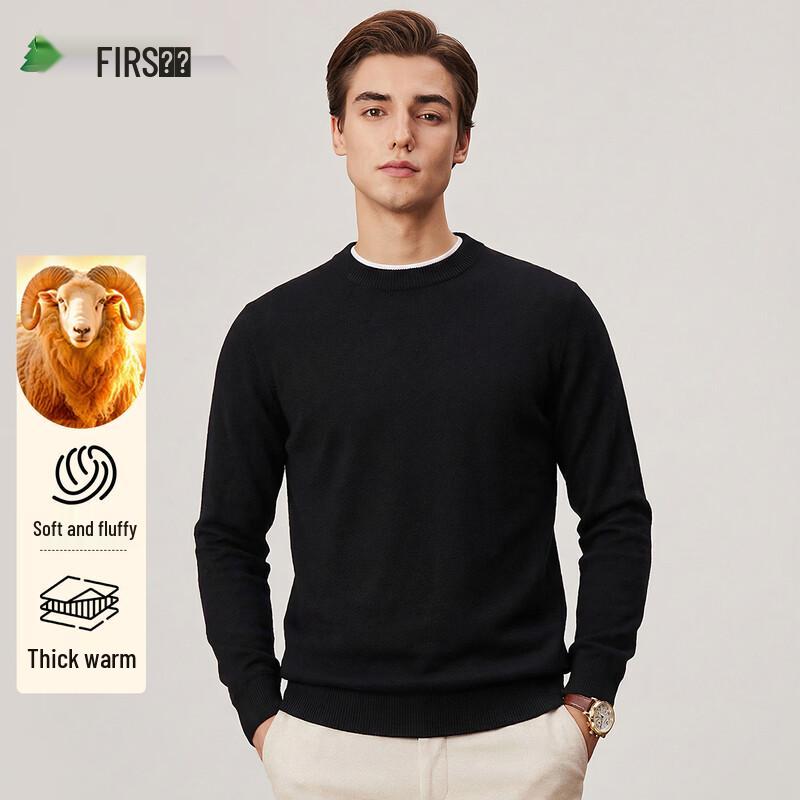 FIRS Men s Thickened Wool Blend Round Neck Sweater L