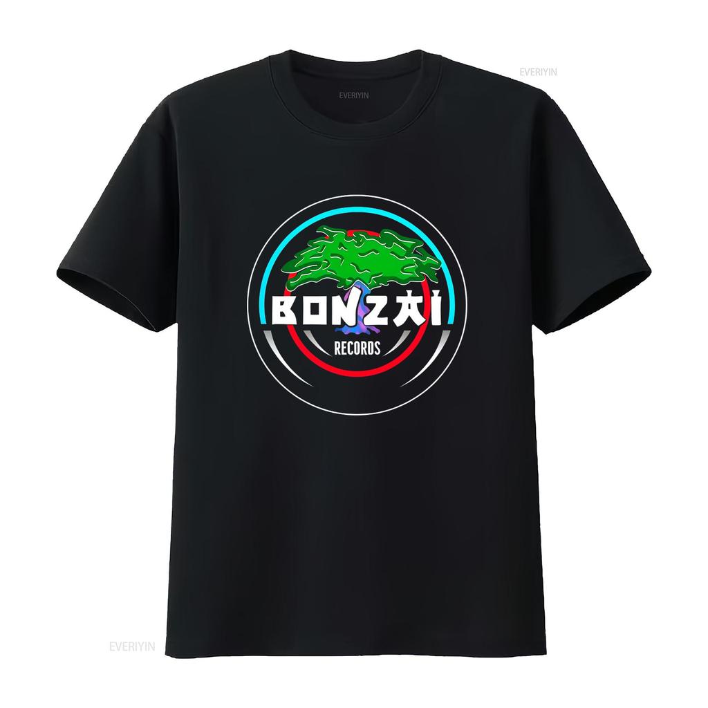 Bonzai Records T Shirt Techno Trance Hardcore All Sizes S M L XL 2XL Black Grey Vintage Washed Stretched Fashion Versatile