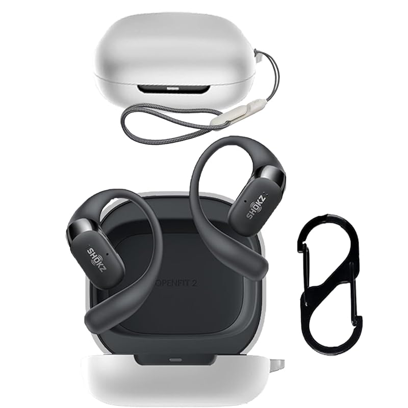 

For SHOKZ OpenFit 2 case Cover [HNWEIWEI] (With carabiner + strap included) ) silicon storage case convenience With carabiner trip lightweight and