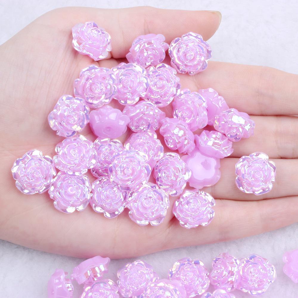 Solid Color Resin Rose Pearl Stickers for DIY Phone & Jewelry Accessories