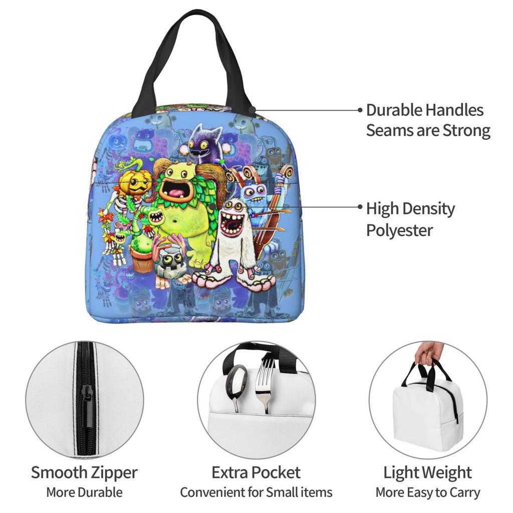 My Singing Monsters Characters Insulated Lunch Bag for Kids School Cooler Thermal Food Box Tote Portable Lunch Boxes Container
