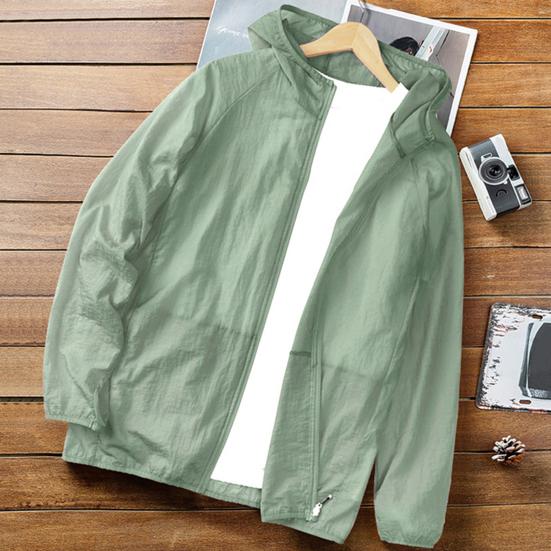 בגדי הגנה מפני השמש צבע אחיד דקים במיוחד נושמים שרוולים ארוכים רפויים עמידים בפני קרינת UV קרדיגן קיץ ספורט חוץ דיג מעיל עם קפוצון בגדי גברים