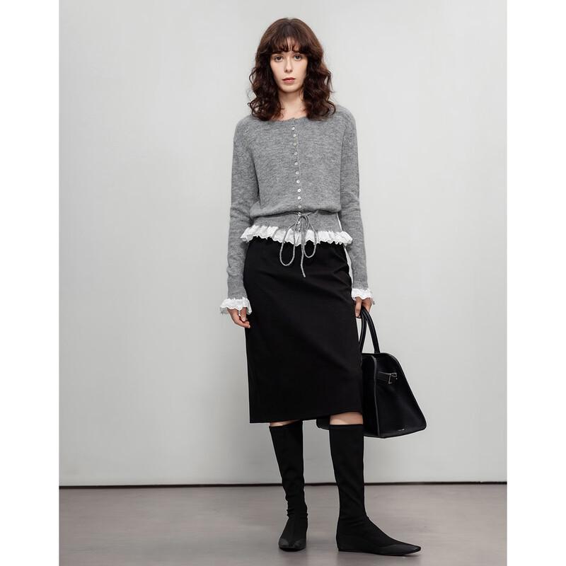 Demana Women's Wool Blend Lace Detail Knit Cardigan