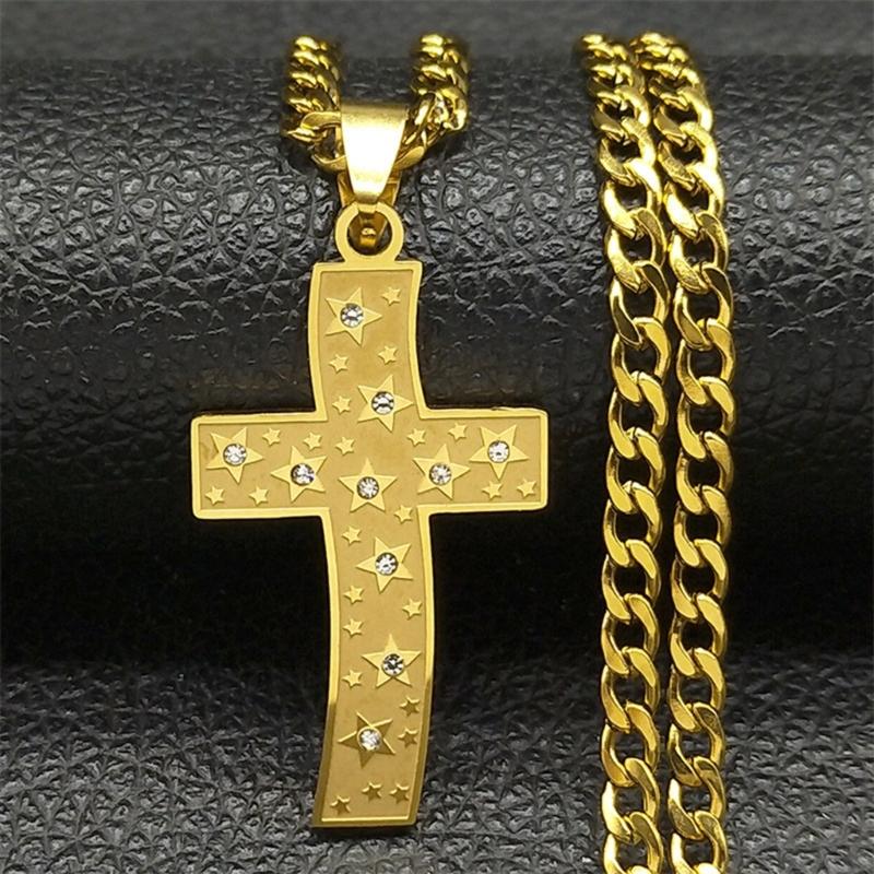 Adjustable Chain Crosses Pendant Necklace Accessory for Men and Women Stainless Steel Versatile Fashion Accessory