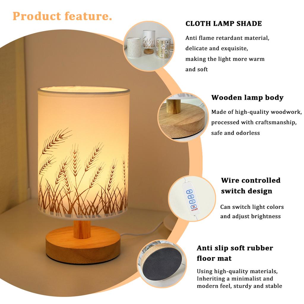 Modern minimalist desk lamp with USB power and tri color light switch control, home bedroom decorative desk lamp, gift lamp