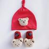 Windproof Hat and Floor Socks Set for Infants Cute Bear Baby Beanie Cap, Newborns Knotted Hats Cartoon Toddlers Bonnet