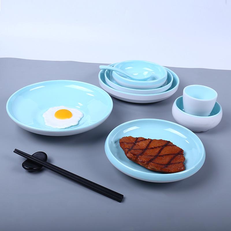 Creative Solid Color Melamine Plate – Faux Porcelain Round Tableware for Home or Hotel Use