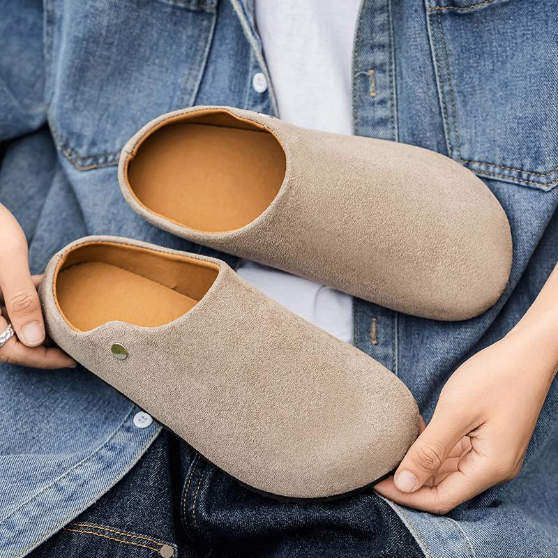 Large size velvet warm soft-soled Birkenstocks non-slip semi-drag lazy shoes