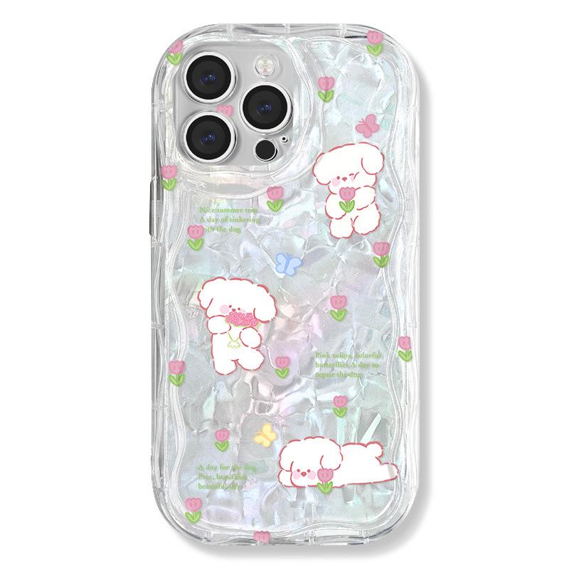 

Zhitai Apple iPhone 15/16 Pro кремовый узорный чехол с мультяшным дизайном – подходит для iPhone 12-14 силиконовый чехол с цепочкой iPhone 7 Plus/8 Plus