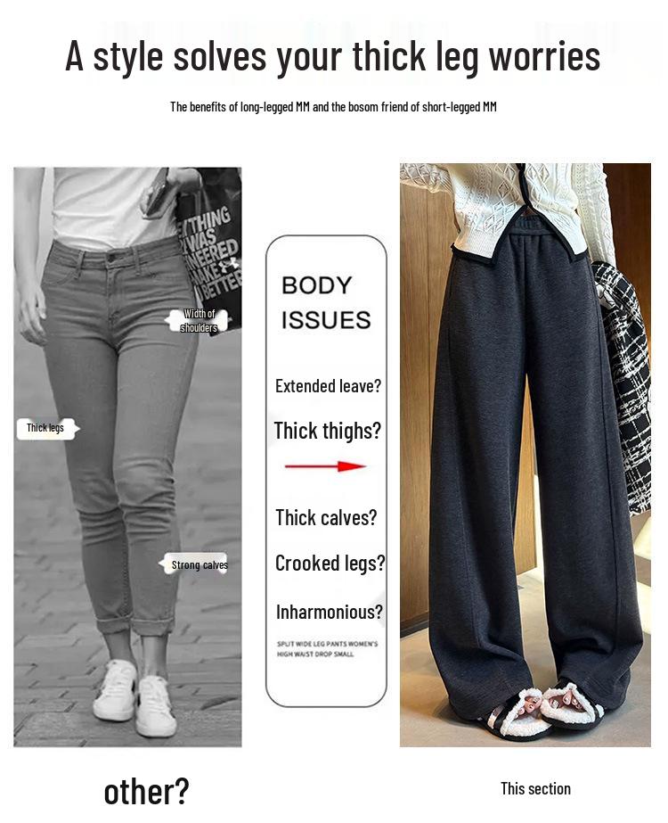 Damen Weiße Weite Hosen - Herbst/Winter 2025 Locker Schlankmachende Jogginghosen
