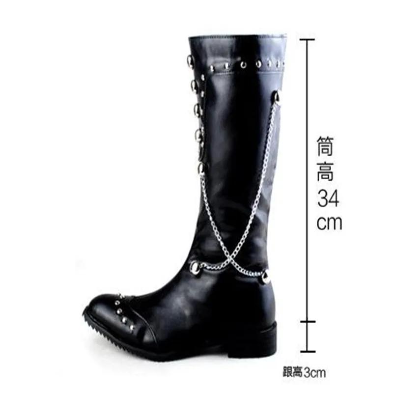 Fashion 2024 Fashionable stage boots punk Over Knee High Boots  Leather Men Long Waterproof Snowboots Equestrian Motocycle Boots