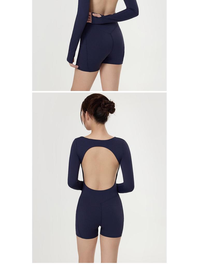 Women's European and American Style Long Sleeve Yoga Bodysuit - Sexy, Quick-Dry, Beautiful Back, Fitness and Dance Wear