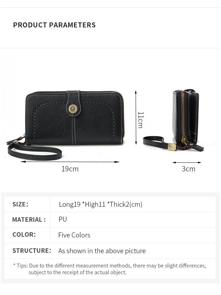 Trendige hohle lange Reißverschluss-Damenbrieftasche & Clutch mit großem Fassungsvermögen