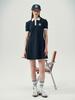 Olinkeompeulliteu Puff Flare Pique Dress (Navy)