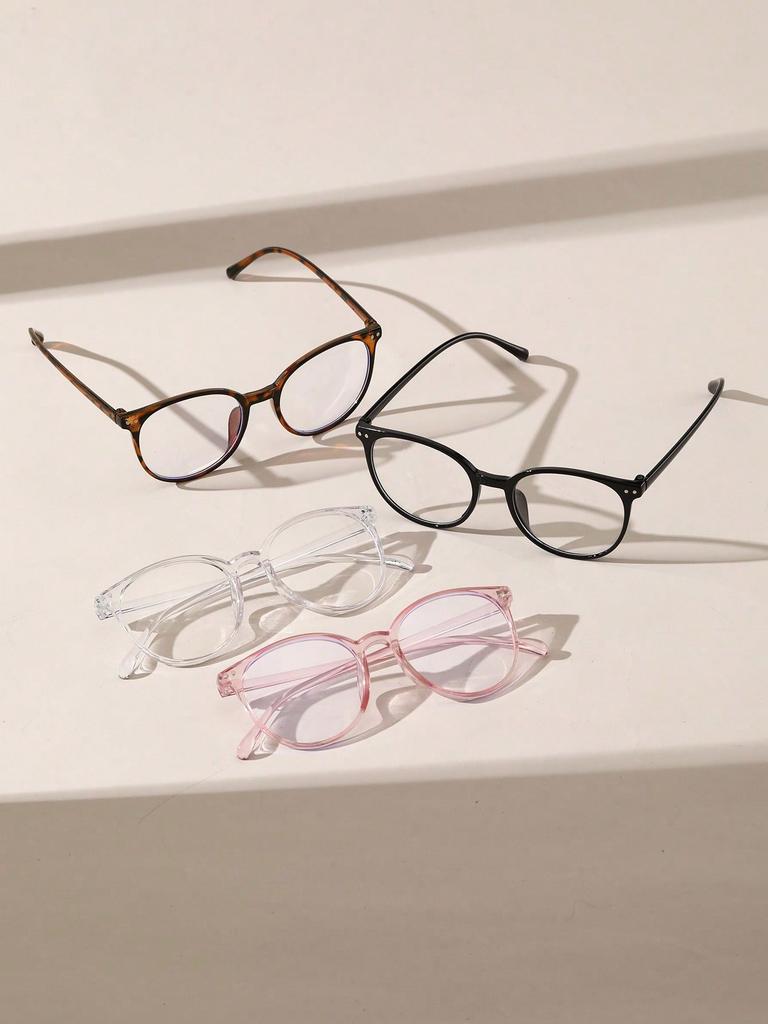1/4 PC S Fashion Round Plastic Frame Women Classic Clear Glasses For Men Daily Life Take Photo Eyeglasses Clothing Accessories.