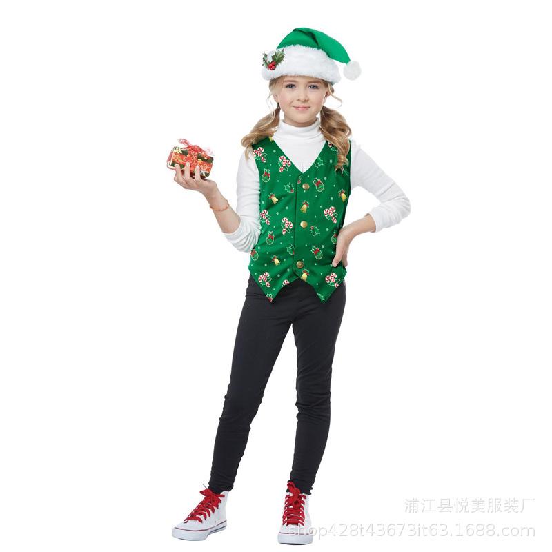 

Новые Рождественские костюмы Детские костюмы Рождественского эльфа Костюмы для выступлений 150cm