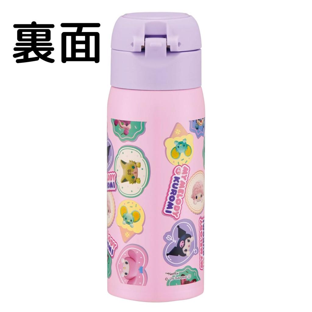 Skater Stainless Steel Mug Water Hot Sanrio My Melody Kuromi Netflix One-Touch Bottle, 350ml, Insulated, & Cold, & Pattern, Girls' STOT3-A
