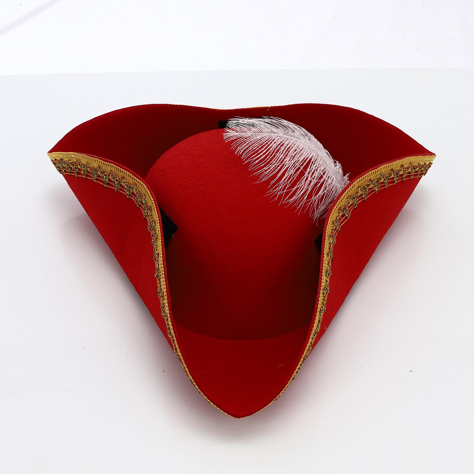 

Unisex Halloween Pirate Hat Tricorn Style Distressed Felt with Metallic Brim Cosplay Accessory 1Pc One Size