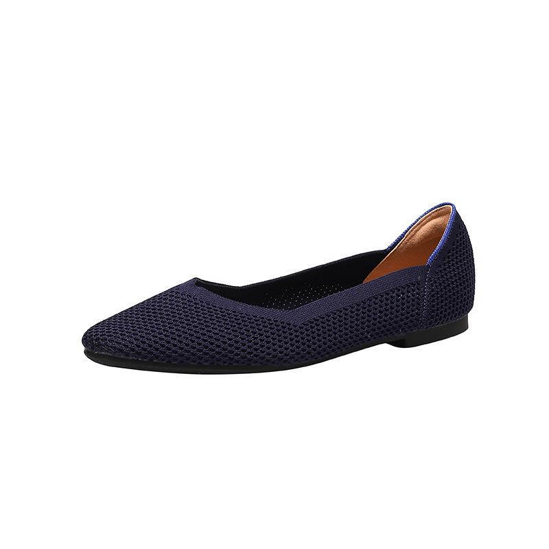 Spring and summer new small square head flat-soled woven shoes comfortable women's shoes