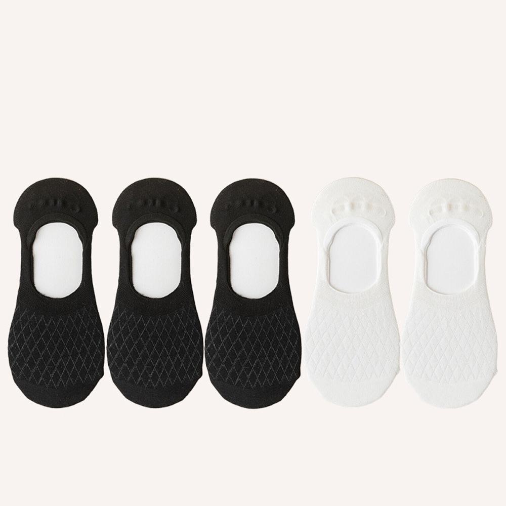 5 Pairs Women Invisible Socks Breathable Cotton Y2K Kawaii No-Show Socks Mesh For Office & Casual Cute White Anti-Slip Socks
