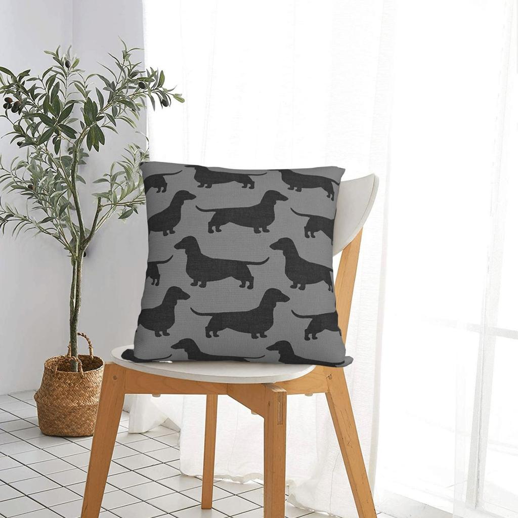 Dachshund Dog Silhouette Square Pillow Case Wiener Sausage Doxie Cushion Cover Polyester Decor Pillowcover for Car 40x40cm
