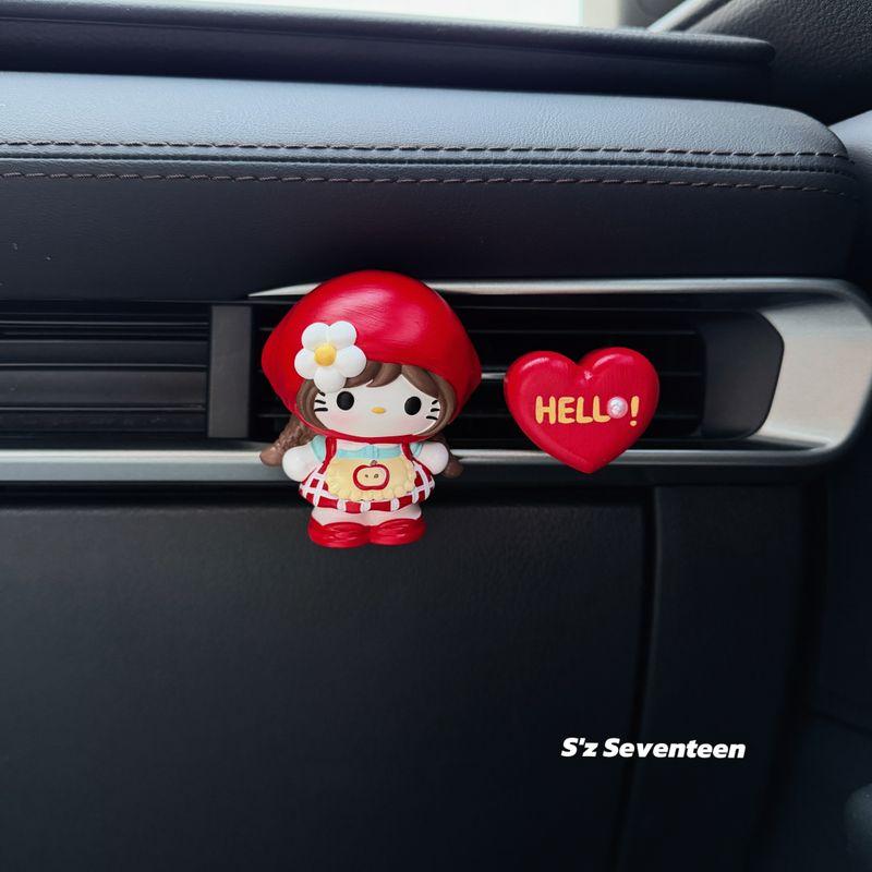 Cute Little Red Riding Hood Hello Kitty Car Air Vent Decoration Ornament Car Interior Fragrance Diffuser Stone Light Scent
