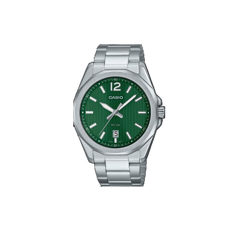 

Casio 50M Waterproof Quartz Watch Stainless Steel Band Green Dial Men watches MTP-E725D-3A Green Dial