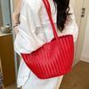 Bolso Trenzado Pequeño de Moda con Forma de Cesta de Gran Capacidad para el Trabajo, Bolso Tote con Correa para el Brazo, Bolso de Hombro