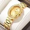 Vintage Leichter Luxus Damen Armbanduhr Runde Damen Armbanduhr Uhr Vintage Gold Einfach