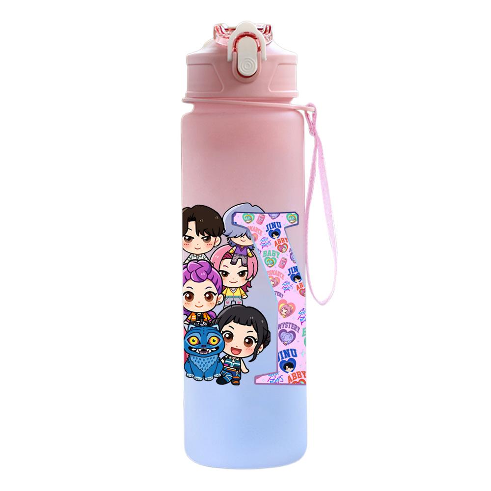 26 English Letter 750Ml Water Bottle K-Pop Demon Hunters Printed Large Capacity Drinking Cup Portable Outdoor Sports Water Cup Children Kid Gift