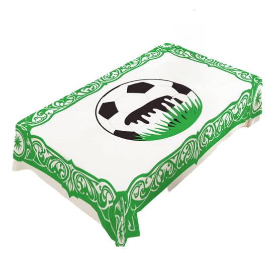 Soccer Tablecloth for Birthday Party Decoration, Soccer Ball Field Rectangle Table Cover for Dining Room, Game Day Sports Party Supplies