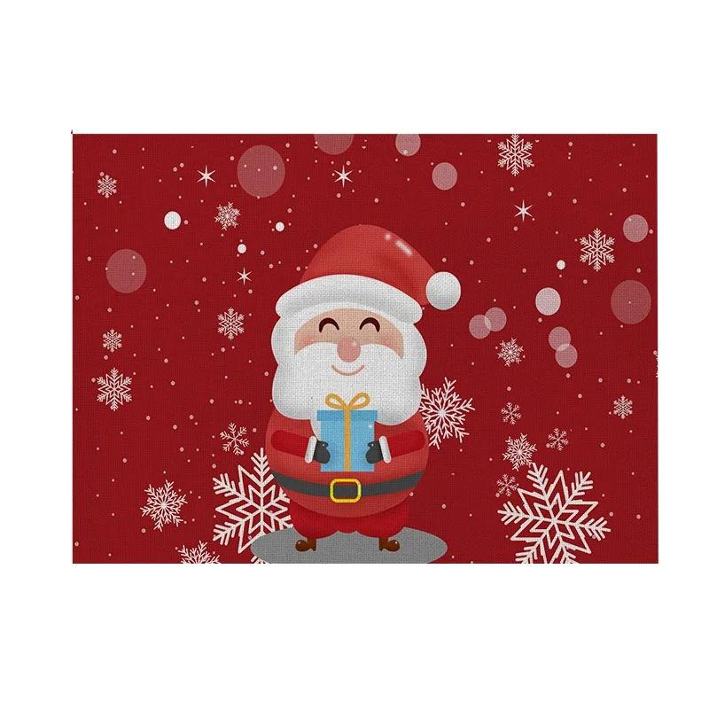 1PC Christmas Decorative Kitchen Placemat Tree Santa Snowman Coaster Dining Table Mats Linen Pad Bowl Cup Mat Xmas Home Decor