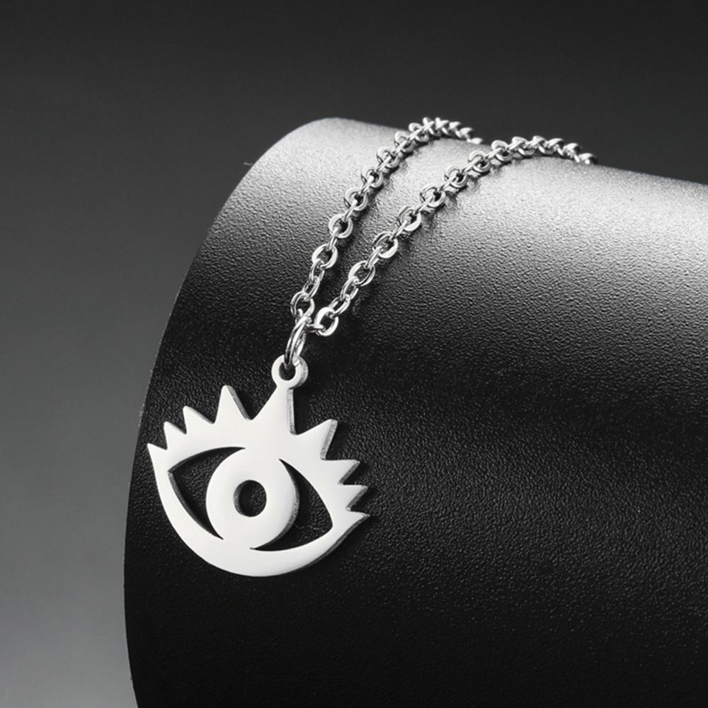Blue Evil Eye Pendant Necklace for Women Fashion Couple Gifts Eyes Charms Choker Stainless Steel Jewelry Amulet Rolo Chain