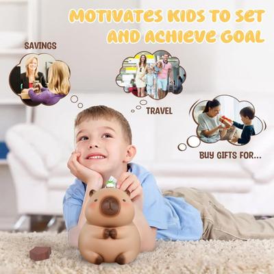Vinyl Capybara Piggy Bank Cartoon Animal Cash Coin Storage Container Kids Adults Money Saving Box Jar Desktop Decoration