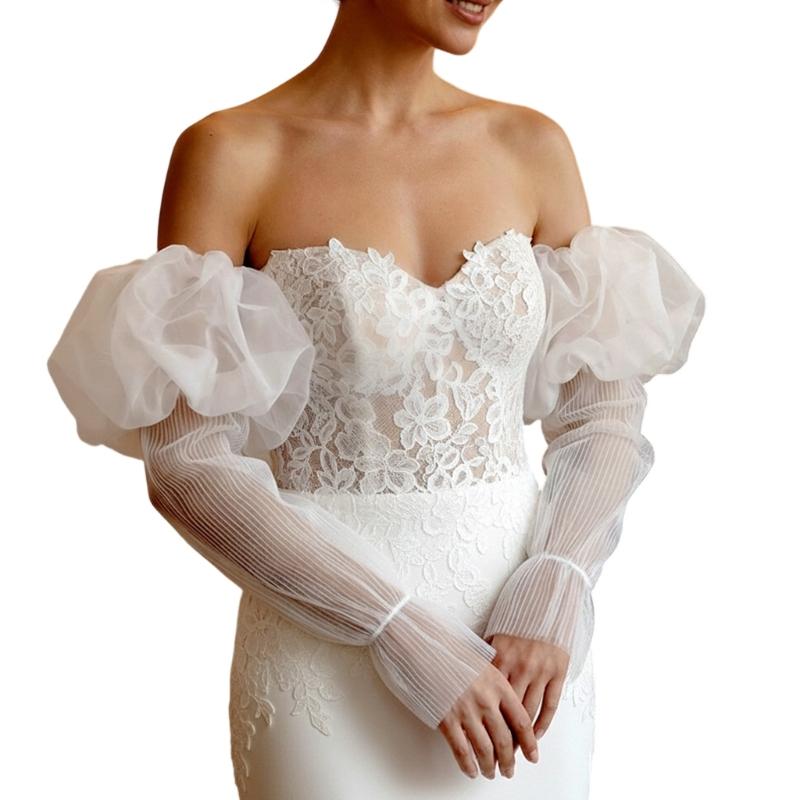 

Elasticated Bridal Arm Sleeves Premium Flared Coverage For Formal Ceremonies And Receptions 1 білий